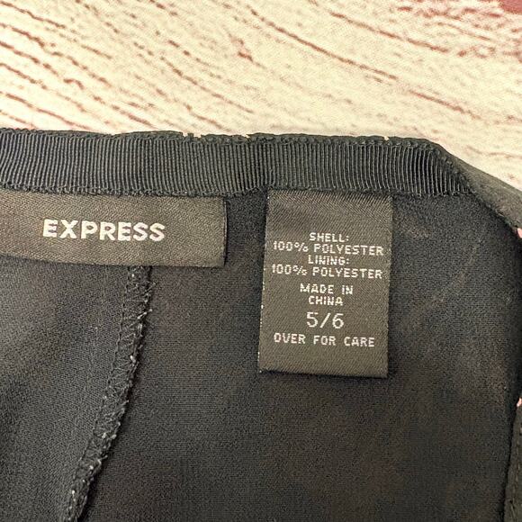 Express Women's Skirt Boho Black Pink Floral Print Size 5/6 - Picture 5 of 7